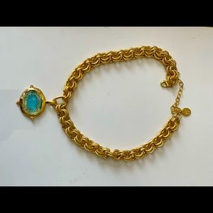 Susan Shaw Aqua Venetian glassbee intaglio pendant necklace